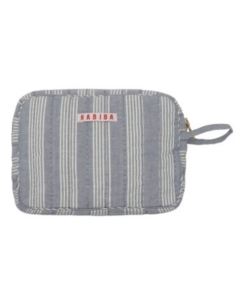 Stockholm Stripe Makeup Clutch i Lyseblå – Stilfuld Taske