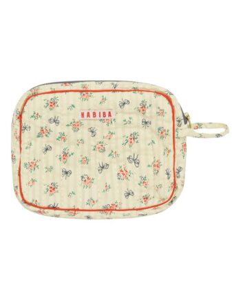Elegant Vanilje Makeup Clutch med Sløjfer – Must-Have!
