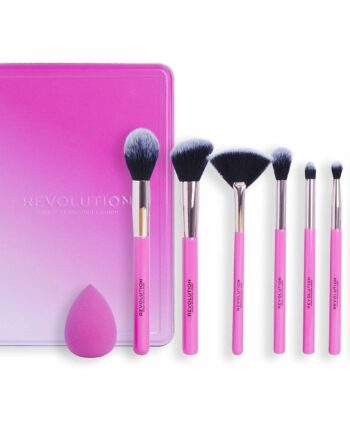 Pink Sæt Med Makeup Børster Revolution Make The Brush Edit Dele - Evilbeauty  - 5057566769228