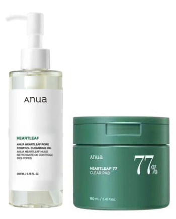 Anua Heartleaf Pore Control Cleansing Oil & Heartleaf Clear Pad 200 Stk - Anua Evilbeauty  - 8809640735790