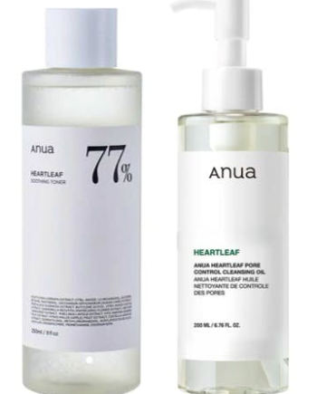 Anua Heartleaf Soothing Toner & Heartleaf Pore Control Cleansing Oil 200 250 - Anua Evilbeauty  - 8809640736025