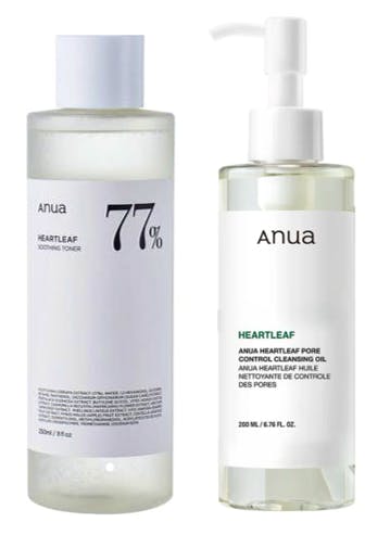 Anua Heartleaf Soothing Toner & Heartleaf Pore Control Cleansing Oil 200 250 - Anua Evilbeauty - 8809640736025