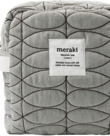 Grøn Toilettaske Meraki Mentha Quiltet Bomuld Kosmetiktaske Lys Grå Army 23x10x26 - Meraki Evilbeauty  - 5707644834019