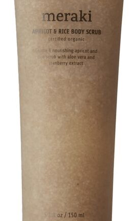 Grålig Gul Body Scrub Meraki Apricot & Rice 150 Mild Eksfoliering Med Abrikoskerner & Tranebær - Meraki Evilbeauty  - 5707644528383