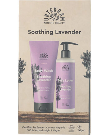 Veganskurtekram Gaveæske Soothing Lavender Body Lotion & Body Wash - Urtekram Evilbeauty  - 5701058011929