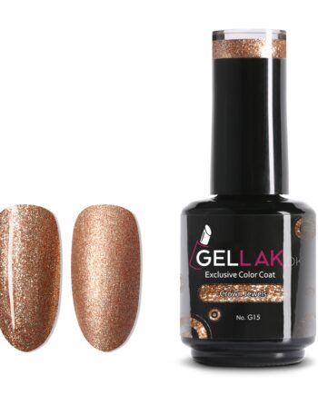 Guld Glimmer Gel Neglelak Crown Jewels G15 Gellak - Gellak.dk Evilbeauty