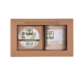 Bioselect Gavesæt Handmade Olive Oil Soapexfoliating 100 Cotton - Bioselect Evilbeauty  - 5200306435758